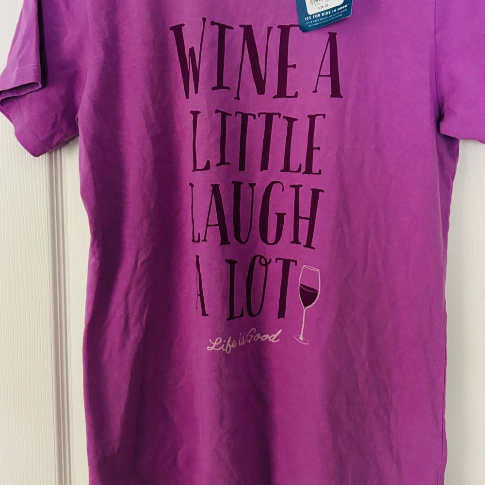 Life is Good Woman' Purple Graphic Tee NWT Wine A Little SizeMedium